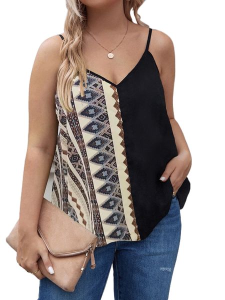

plus geo print cami l8oz#, Black