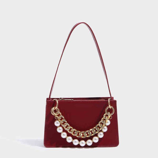 

red mixed bag single shoulder women's underarm niche design menger