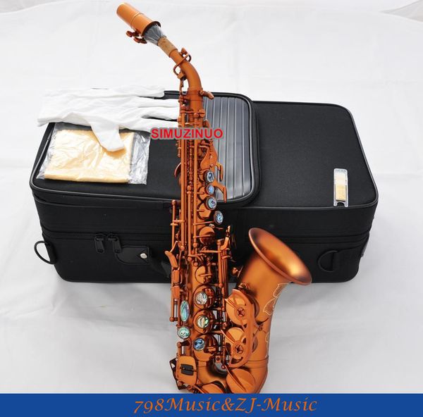 

matte coffee curved soprano saxophone bb sax abalone key engraved bell new