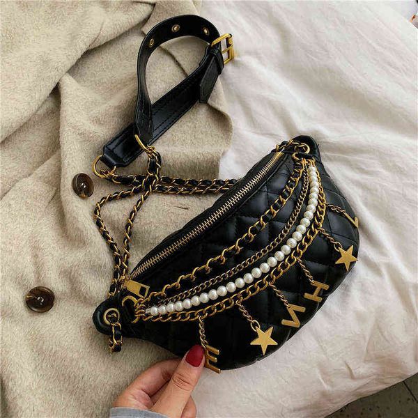 

fanny packs women versatile lingge chain foreign style fashion waist bag chest bag 220712