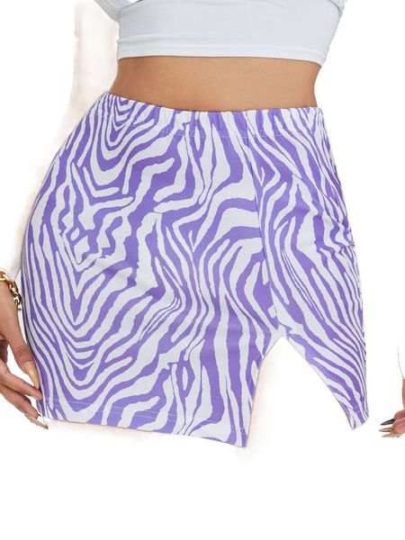 

petite split hem zebra striped skirt i4qm#, Black