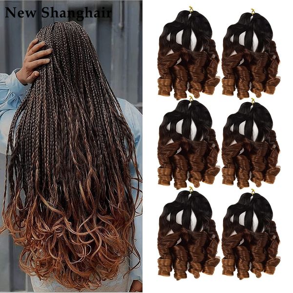 

bouncy loose wave crochet braiding hair french curl braiding hair synthetic hair extensions 22 inch pre streched premium wavy bs04, Black