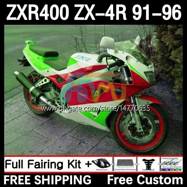 Набор для кузова для Kawasaki Ninja ZXR-400 ZX 4R Cowling ZXR 400 CC 400CC Fairing 12DH.116 ZX-4R ZXR400 91 92 93 94 95 96 ZX4R 1991 1993 1993 1994 1995 1996 Body Red Green