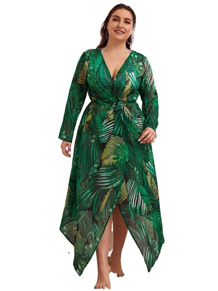 

plus tropical belted kimono m3le#, Black;gray