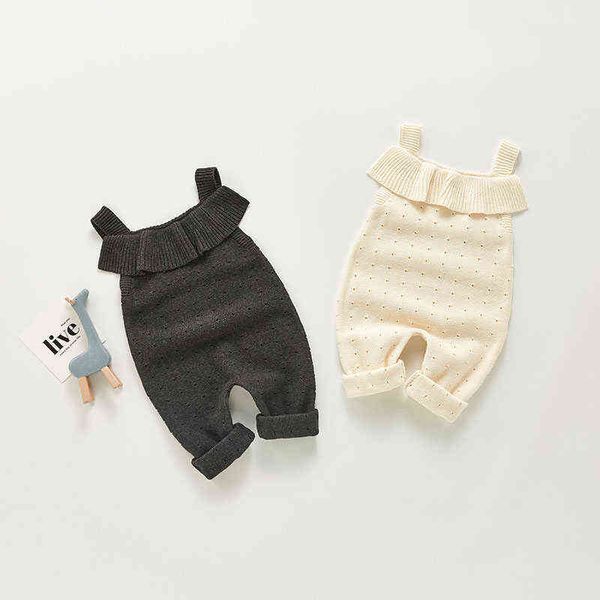 

mialncel 2021 autumn baby new rompers toddler girls knitted woolen cotton jumper with hole suspenders aa220323, Blue