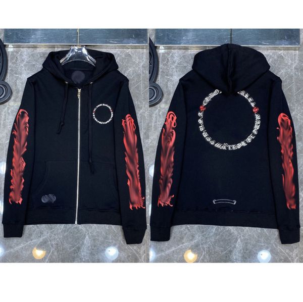

classic mens brand sweatshirts ch fashion designer hoodies horseshoe cross print jacket women casual quality luxury pullover hooded loose h, Black