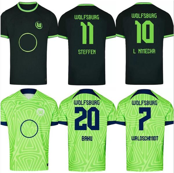 

22 23 wolfsburg mens soccer jerseys baku kruse steffen baku .nmecha arnold football shirt short sleeves uniforms, Black;yellow
