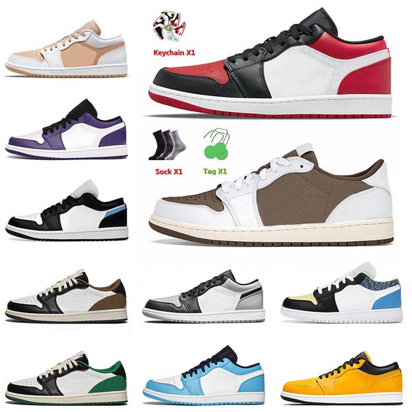 

new quality og jumpman 1 1s mens basketball shoes bred toe black white arctic punch low crimson tint mocha pollen jorda jorden1s sneakers tr