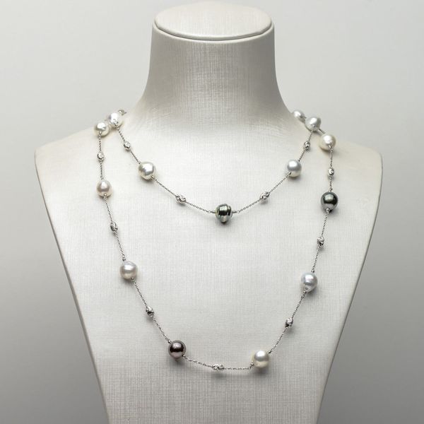 

925 silver cultured south sea pearl tahitian sea pearl long necklace 8.8-10.9mm