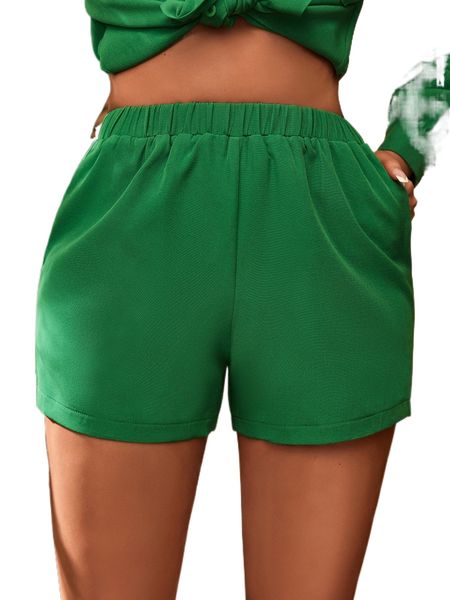 

sxy solid elastic waist shorts y7w8#, White;black