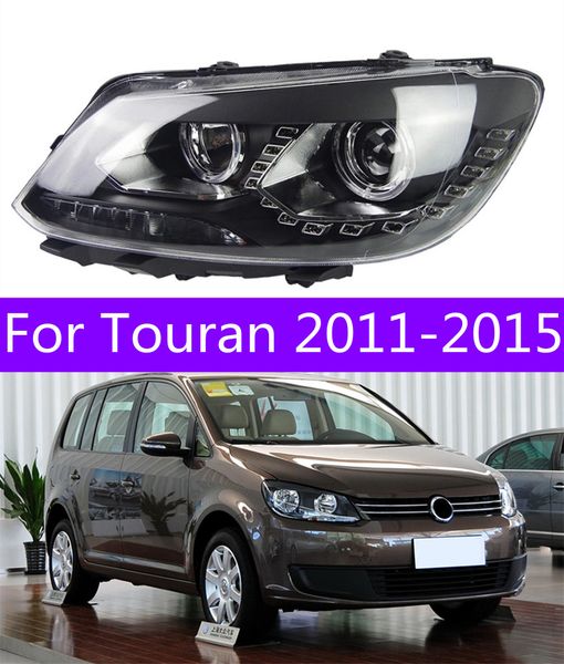 Touran için Araba Işıkları 20 11-20 15 LED Halojen Ampul Far Drl Sürüş Işık Angel Gözler Turn Sinyal Ön lamba Aksesuarları