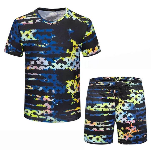 

2022 designer tracksuits spring and summer 2 pieces set men's printed round neck casual t shirt fitness exercise jogging short sleeve +, Gray