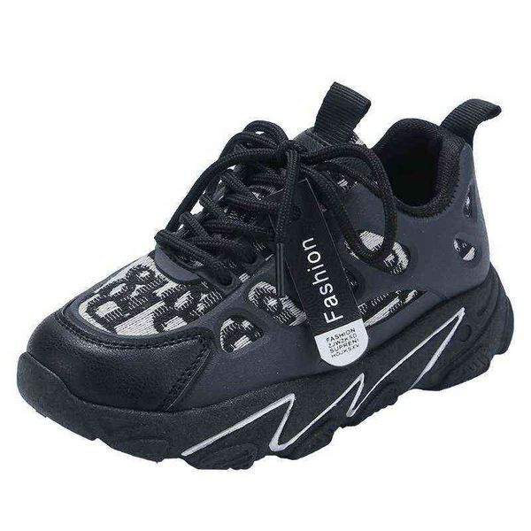 

sport kids mesh sneakers leather anti-slippery comfortable fashion boys casual shoes for children girls y220510, Black;red