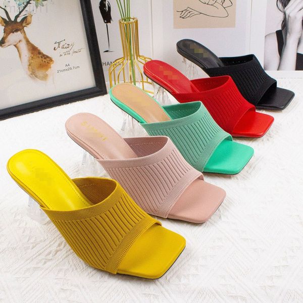 

sandals designer 2022 transparent high heels sandals women047b, Black