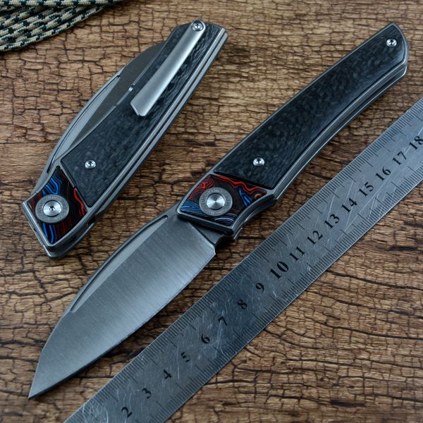 

twosun ts344 gift collect folding knife d2 satin blade fast open tc4&carbon fiber handle outdoor edc with pocket clip