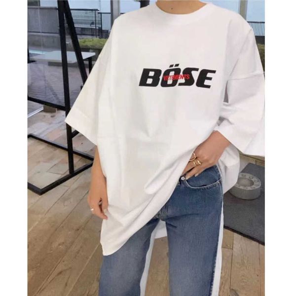 

new style red embroidery vetements t shirt men women quality vtm tee summer casual loose vetements tshirt, White;black