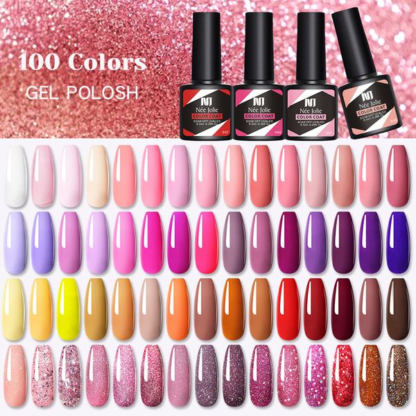 8,5 ml glitzernder UV-Gel-Nagellack, 100 Farben, Frühlings-Sommer-Farblacke, Pailletten, Soak-Off-Hybridlacke, Lack, bunte Nägel, DIY-Kunstdekoration