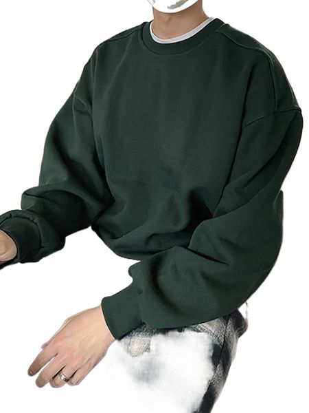 

dazy men solid drop shoulder sweatshirt j2fn#, Black