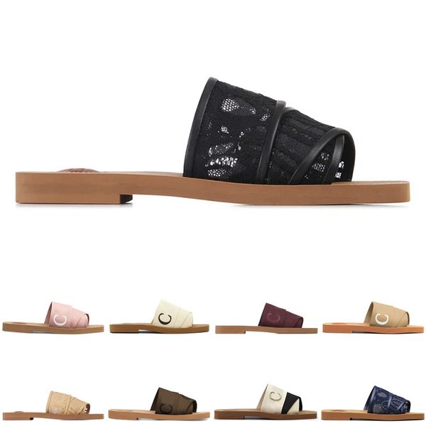 

designer women sandals flat slides luxury woody slippers white black blue sail womens fashion outdoor beach slipper shoes
