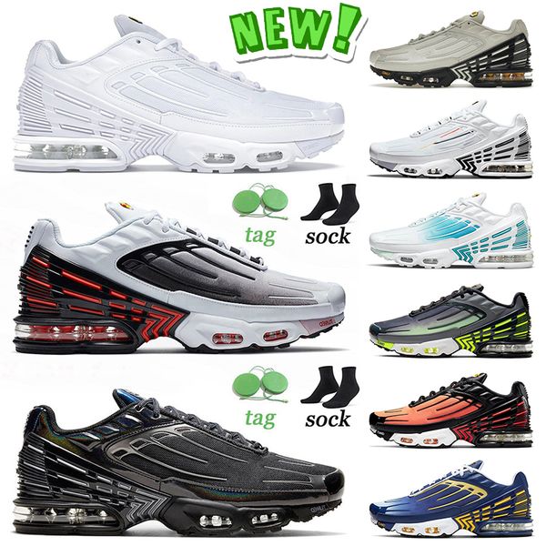 

wholesale new tn plus 3 tuned iii running shoes triple white black silver bone laser blue neon tiger deep royal z gold crater mens women spo