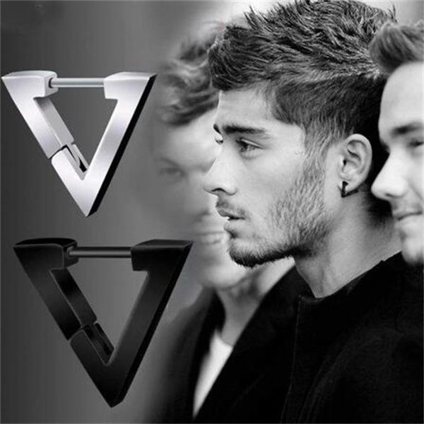 

gothic triangle earrings punk rock copper men women ear stud earrings pierced push-back ear plug buckle jewelry gc1318, Golden