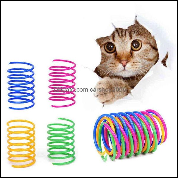 Cat Toys поставляются с домашним садом PET 4 PCS Пластиковые цветовые цвета пружинные кошки игрушки интерактивные игровые пружины котенок Jumpi Dhujx