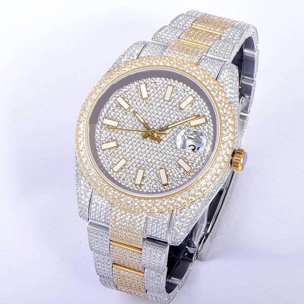 

mens diamond watch mechanical watches 41mm with diamond-studded women fashion, Slivery;golden