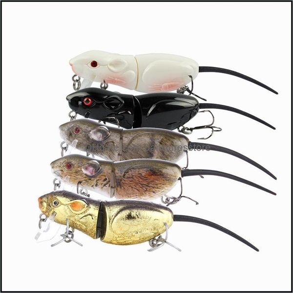 

new mini lifelike mouse gamefish fishing lure 10.5g 6.3cm 2segments floating swimming 3d-colorf natural eyes realistic rat baitfish drop del