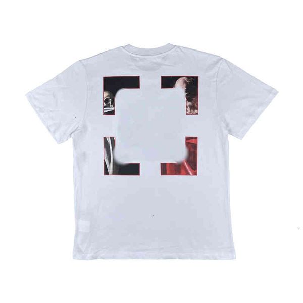 

off fashion t shirts men's t-shirts trendy brand ow summer new religious oil painting direct spray loose large short sleeve t-shirt men, White;black
