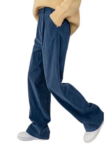 

dazy high waist plicated detail corduroy pants e5s0#, Black;white