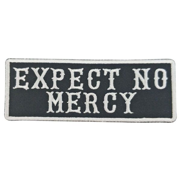 

expect no mercy sewing notions letters embroidery iron on patches for clothing shirts jacket front custom patch, Black