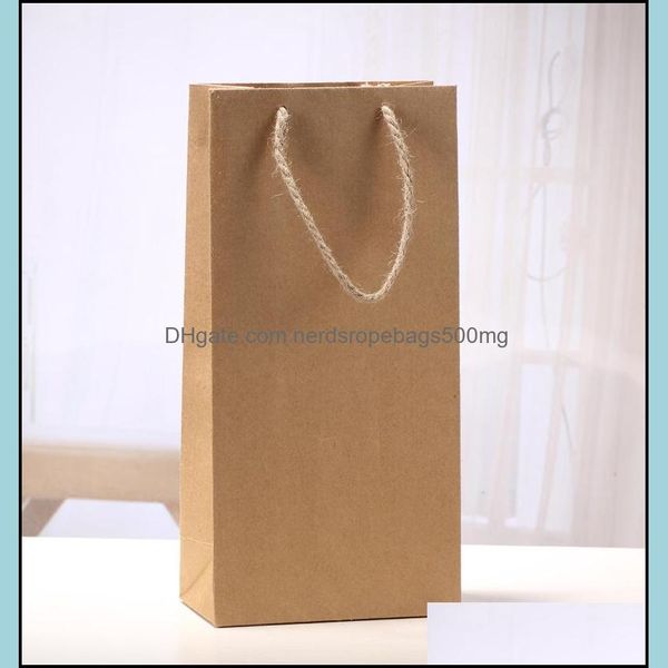 Сумки для хранения домашняя организация дома сад многоразовая бумага крафт -бумага красная винная сумка сингл и двойная подарка для шампанского коробки коробки E E
