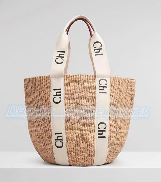 

luxury designer woody womens straw bag large beach clutch bucket handbags totes shopping handbag summer crossbody shoulder classic clutch tr