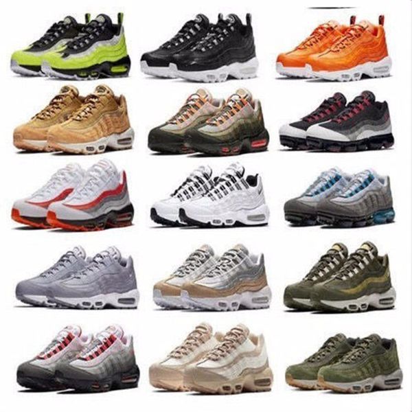 

men 95 running shoes 95s airmaxs triple black white og neon greedy speed-lacing cork university blue mens air maxs 95og ultra trainers sport, Black;brown
