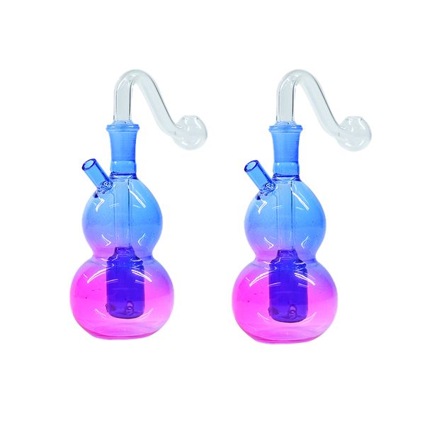 Recycler Ölbrenner Glas Bong Wasser Bubbler Rauchleitungen Buntes Kürbis Percolater DAB Rig mit 10 mm klarer Tabakschale und Silikonschlauch Süßes Shisha Shishs Set Set