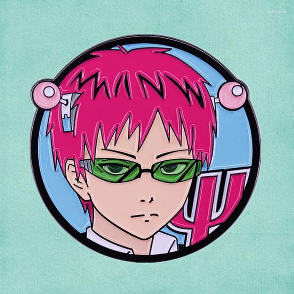 Булавки брошью Saiki kusuo no sai-nan зеленые тонированные очки розовые антенны Эмалевые булавка Японская сверхъестественная аниме-манга Бруч Seau22