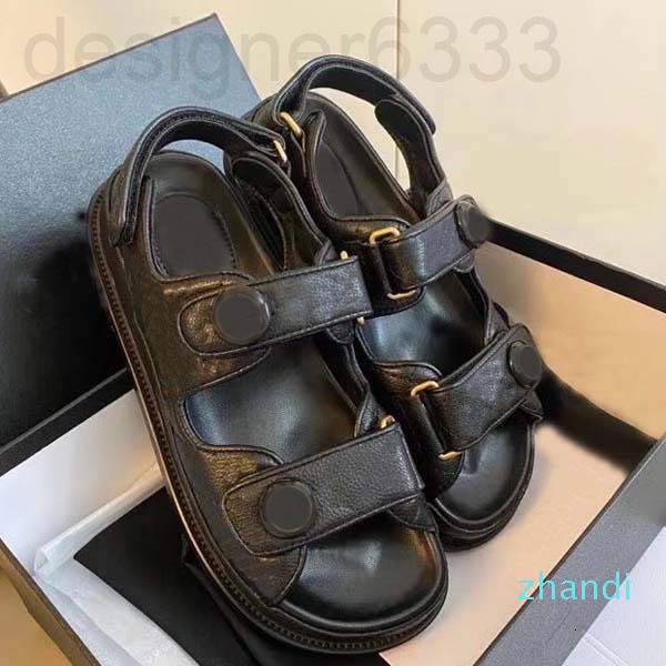 

women designer sandals womens slides calf leather casual shoes quilted platform summer beach slipper 35-42 nfns, Black