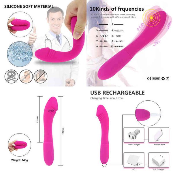 NXY Vibratori Soft Silicone G Spot per le donne 10 Forti modalità di vibrazione Ricaricabile Giocattolo del sesso personale Principianti Coppie 220427