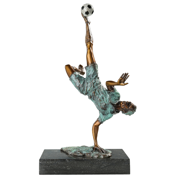 

bronze football man statue sculpture cast sport art gorgeous home office ornament gifts, Silver