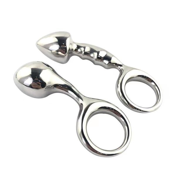 Bujão de aço inoxidável de metal de metal portátil com alça de miçangas vibradoras Sexy Toys Bdsm Shop produtos para homens