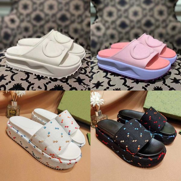 

2022 new style slippers sandal sliders macaron thick bottom non-slip soft bottom fashion g house slipper women wear beach flip-flops ins 297, Black