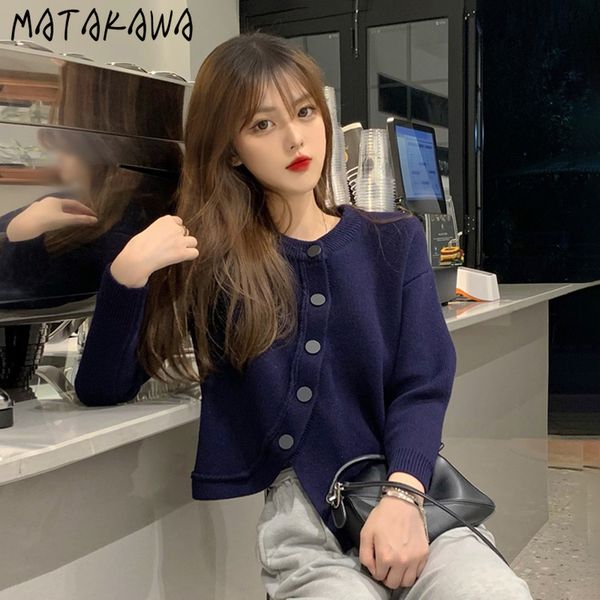 

japanese fashion short oneck woman sweaters spring longsleeved cardigan femme single breasted knitted 210506, White