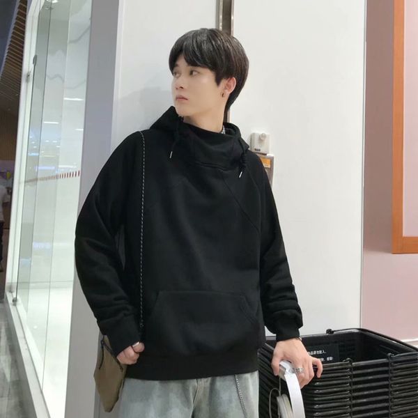 

hoodie men's wild winter students korean version of loose couple men women high collar plus fleece hooded jacket sweatshirts 220816, Black