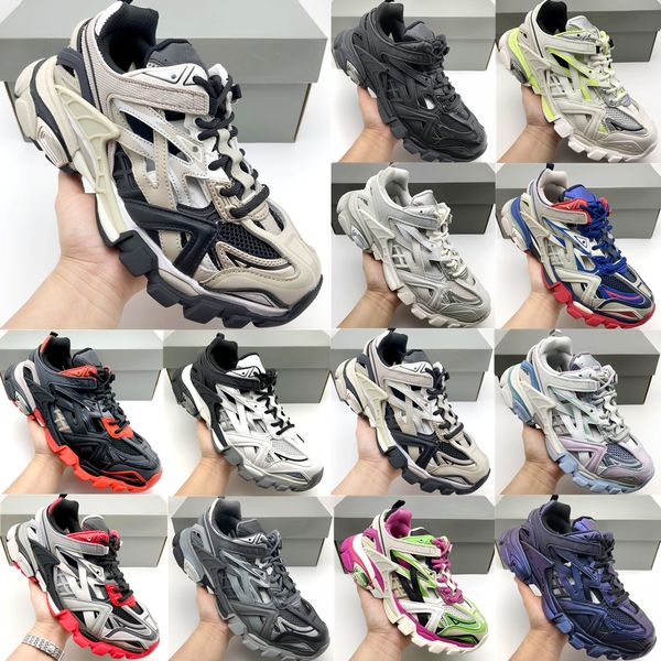 

luxury brand designer track 2.0 triple s sports shoes level leather mesh breathable men women low-outdoor leisure platform sneakers comfort, Black
