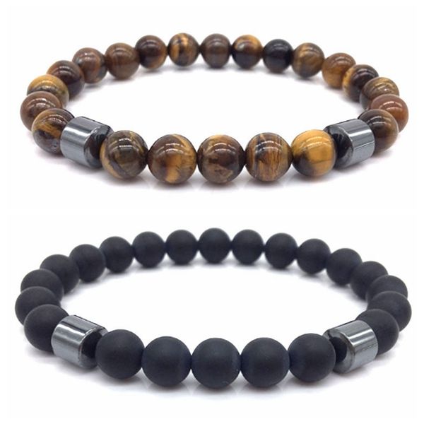 Pedras preciosas de 8 mm Bracelets de miçangas para homens Men fita cura cristal