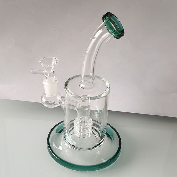 7,5 polegadas espessura tubos de fumo Dab equipamento em narguilé shisha pyrex vidro verde bong clear percolador bongs água bolha tubulações com 14mm macho articulação tigela de vidro fumantes presente