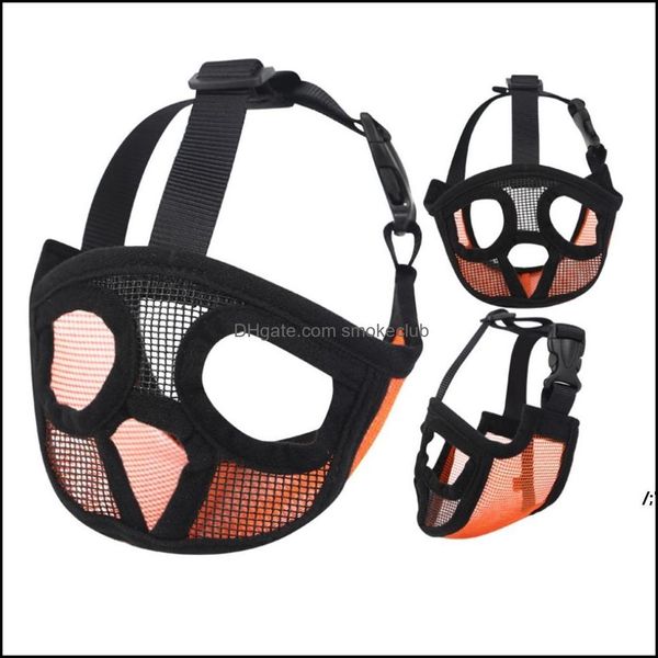 Curto Snout Pet Dog Muzzles Confortável Malha Ajustável Francês BLDOG Pug Boca Máscara Máscara Treinamento Bark Controle Dispositivo Lla12085 Drop Delive