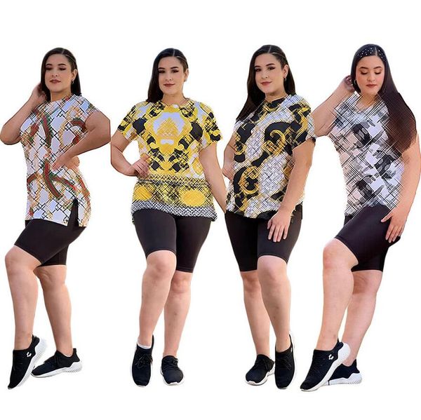 

european and american women's tracksuits 2022 summer new fashion rich short-sleeved shorts two-piece set, Gray