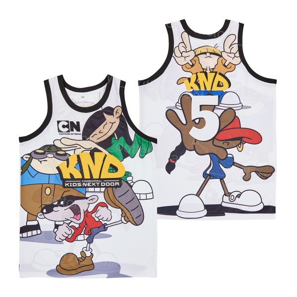 

movie basketball cartoon tv series codename kids next door jersey uniform hiphop all stitched breathable sport team color white university h, Black