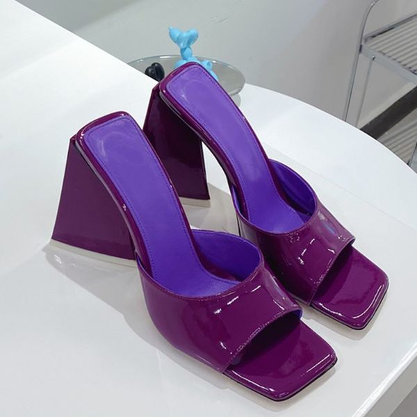 

summer new slippers triangle block heel sandals ladies square toe satin strap sandal open toe high hee fairy shoes include box 35-42, Black